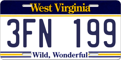 WV license plate 3FN199