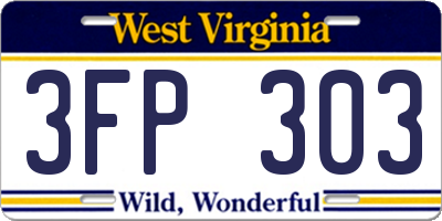 WV license plate 3FP303