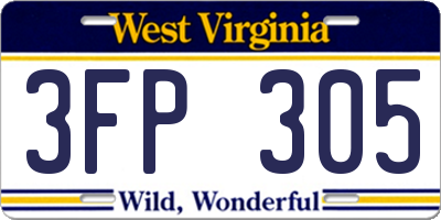 WV license plate 3FP305