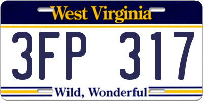 WV license plate 3FP317