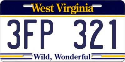 WV license plate 3FP321