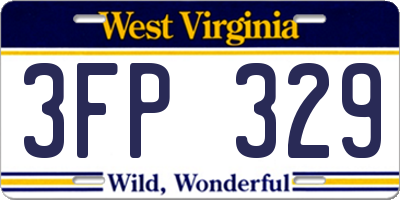 WV license plate 3FP329