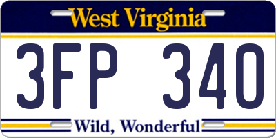 WV license plate 3FP340