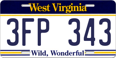 WV license plate 3FP343