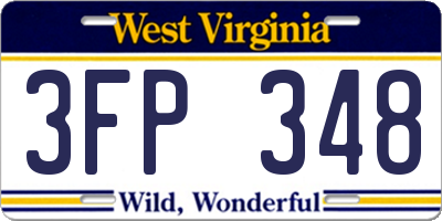 WV license plate 3FP348
