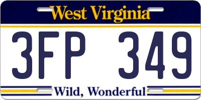WV license plate 3FP349