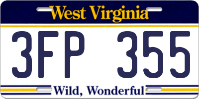 WV license plate 3FP355