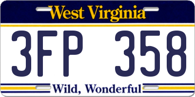 WV license plate 3FP358