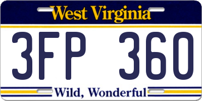 WV license plate 3FP360