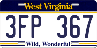 WV license plate 3FP367