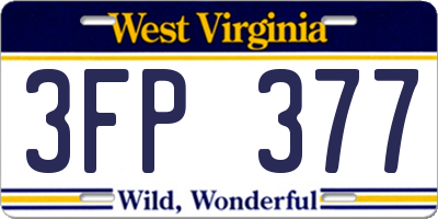 WV license plate 3FP377