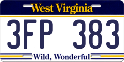 WV license plate 3FP383