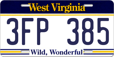 WV license plate 3FP385