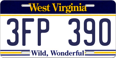 WV license plate 3FP390