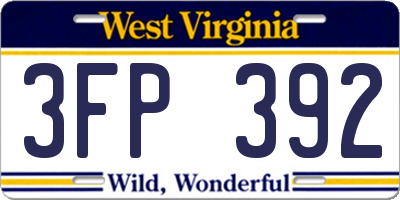 WV license plate 3FP392