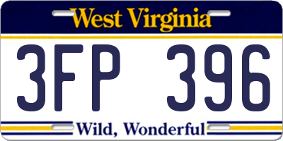 WV license plate 3FP396
