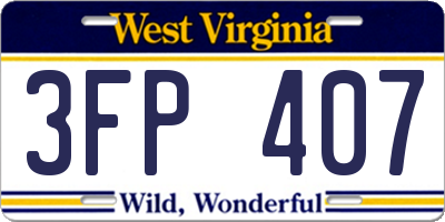 WV license plate 3FP407
