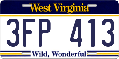 WV license plate 3FP413