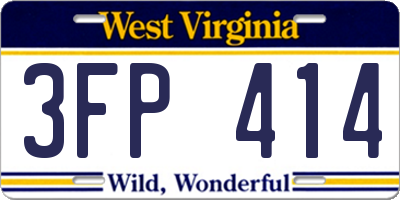 WV license plate 3FP414