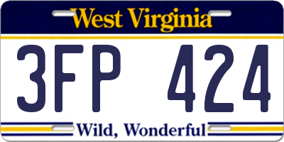 WV license plate 3FP424