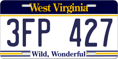 WV license plate 3FP427