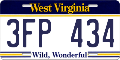 WV license plate 3FP434