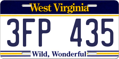 WV license plate 3FP435