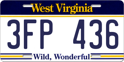 WV license plate 3FP436