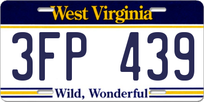 WV license plate 3FP439