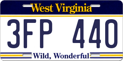 WV license plate 3FP440
