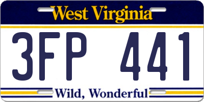 WV license plate 3FP441