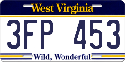 WV license plate 3FP453
