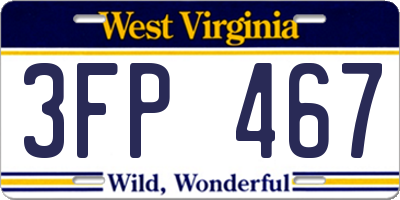 WV license plate 3FP467