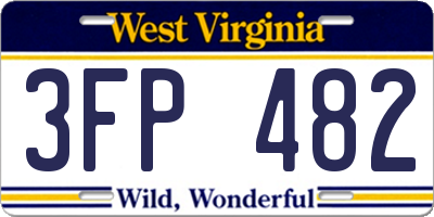 WV license plate 3FP482
