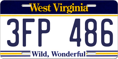 WV license plate 3FP486