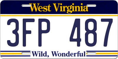 WV license plate 3FP487