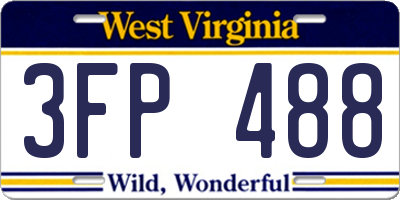 WV license plate 3FP488