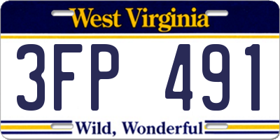 WV license plate 3FP491