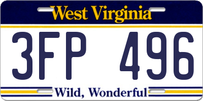 WV license plate 3FP496