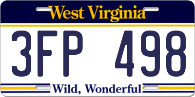 WV license plate 3FP498