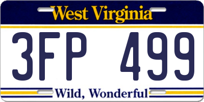 WV license plate 3FP499