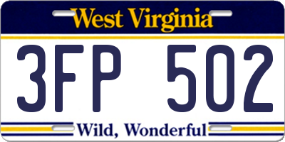 WV license plate 3FP502