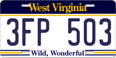 WV license plate 3FP503