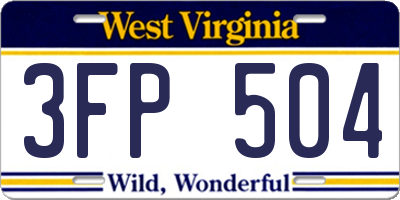 WV license plate 3FP504