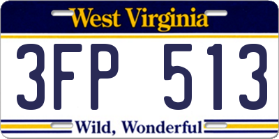 WV license plate 3FP513
