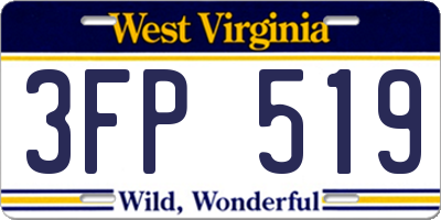 WV license plate 3FP519