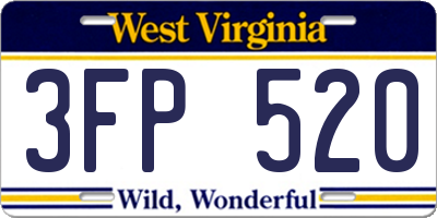 WV license plate 3FP520