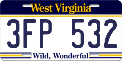 WV license plate 3FP532