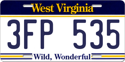 WV license plate 3FP535