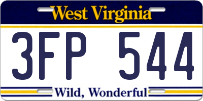 WV license plate 3FP544